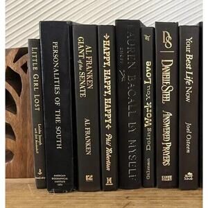 Lot of 5 Vintage Black Hardcover Books Shelf Staging Old Decor